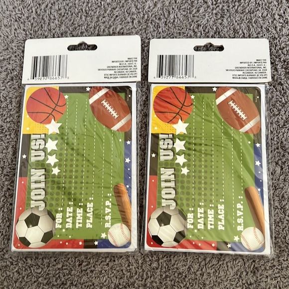 Greenbrier 20  sports party invitations with envelopes included  NEW - Picture 2 of 2
